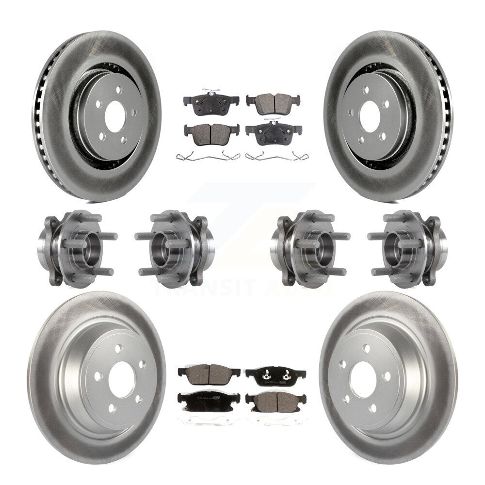 Hub Bearing Coated Brake Rotor Pad Front Rear Kit (10Pc) For Lincoln Continental
