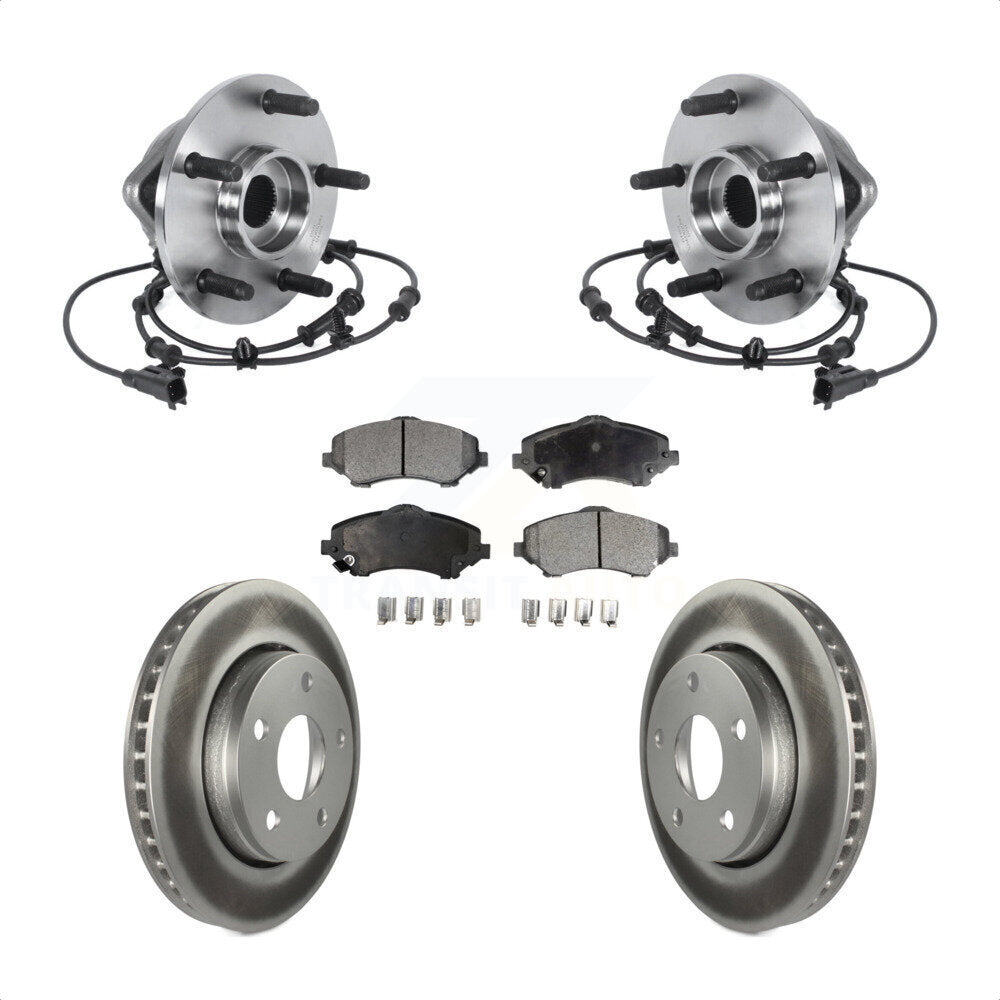 Hub Bearing Assembly Coated Disc Brake Rotor And Pad Front Kit For Jeep Wrangler