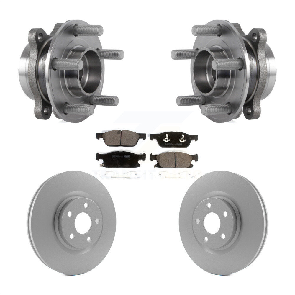 Hub Bearing Assembly Coated Brake Rotor & Pads Front Kit For Lincoln Continental