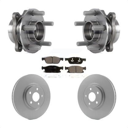 Hub Bearing Assembly Coated Brake Rotor & Pads Front Kit For Lincoln Continental