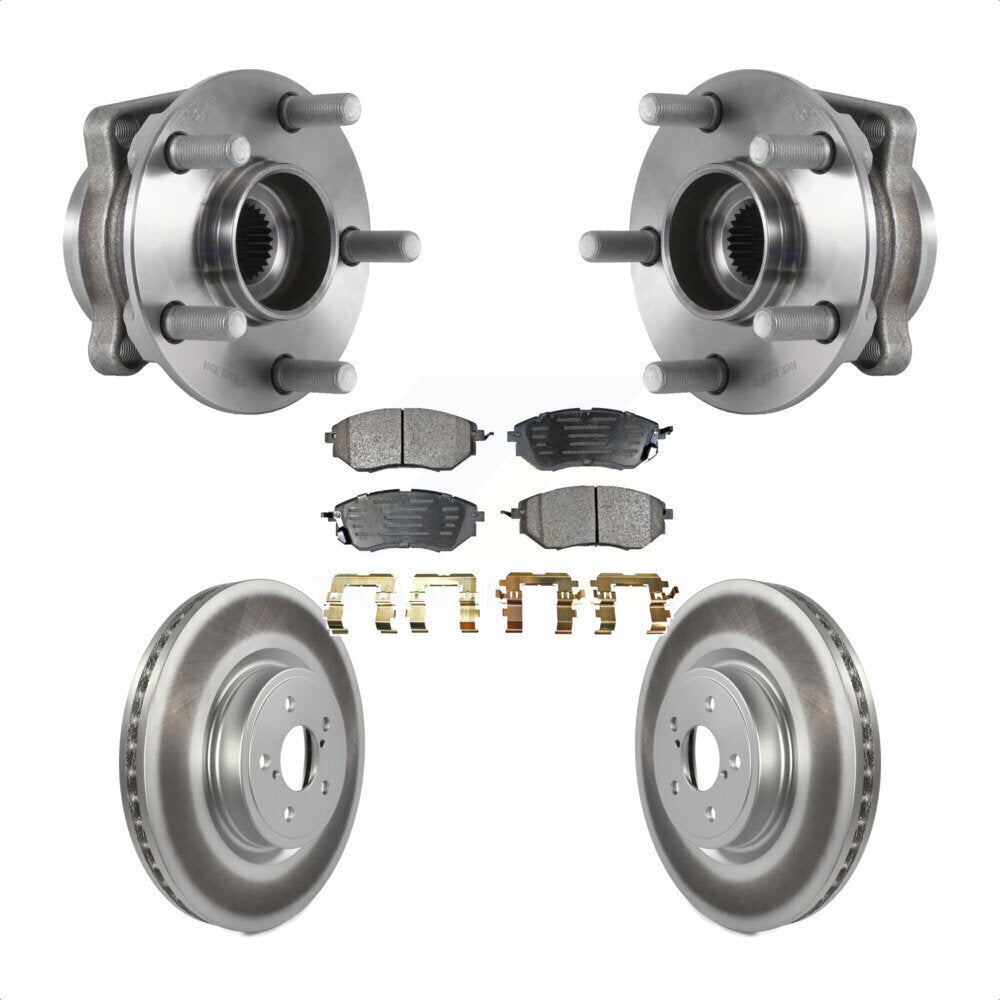 Hub Bearing Assembly Coated Brake Rotor & Pad Front Kit For Subaru Forester 2.0L
