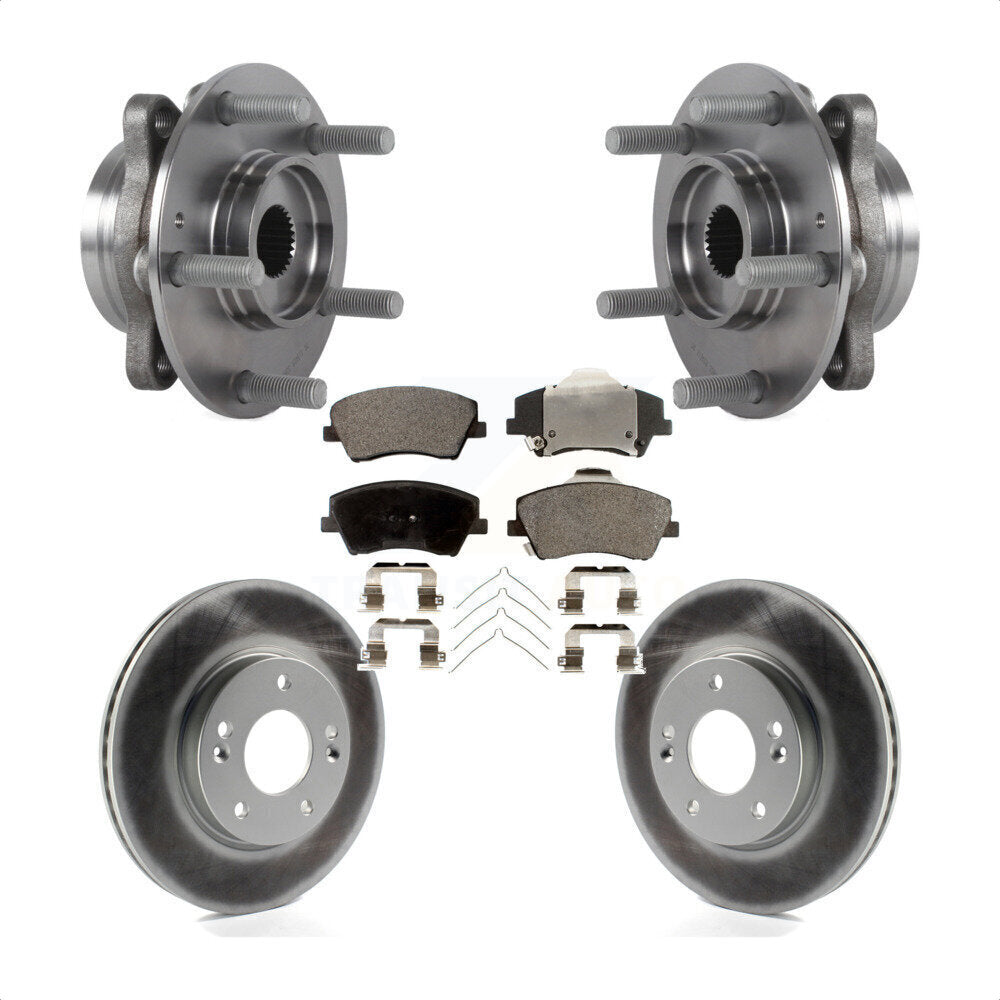 Hub Bearing Assembly Coated Disc Brake Rotor & Pad Front Kit For Hyundai Elantra