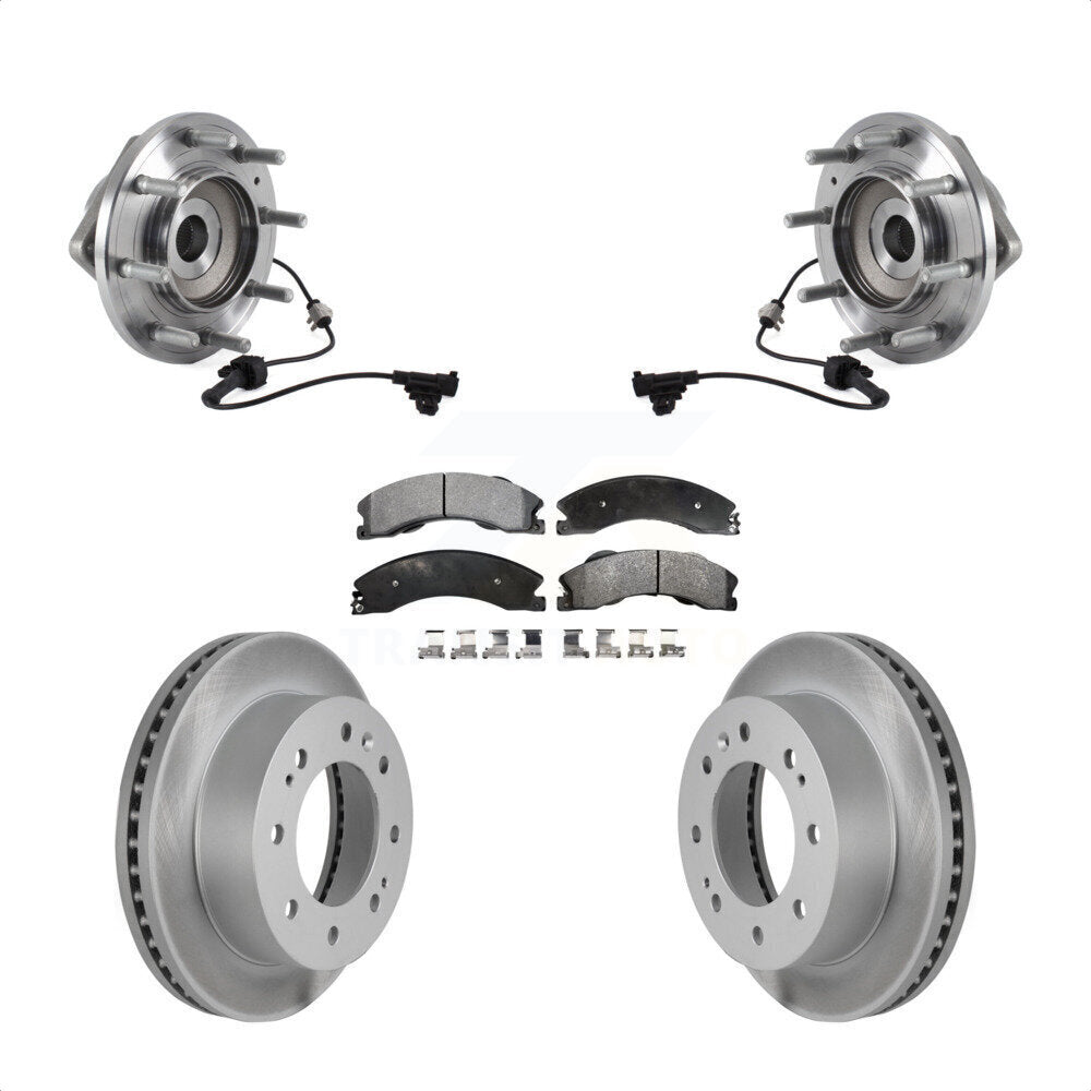 Hub Bearing Coat Brake Rotor Pads Front Kit For GMC Sierra 3500 HD Chevrolet 4WD