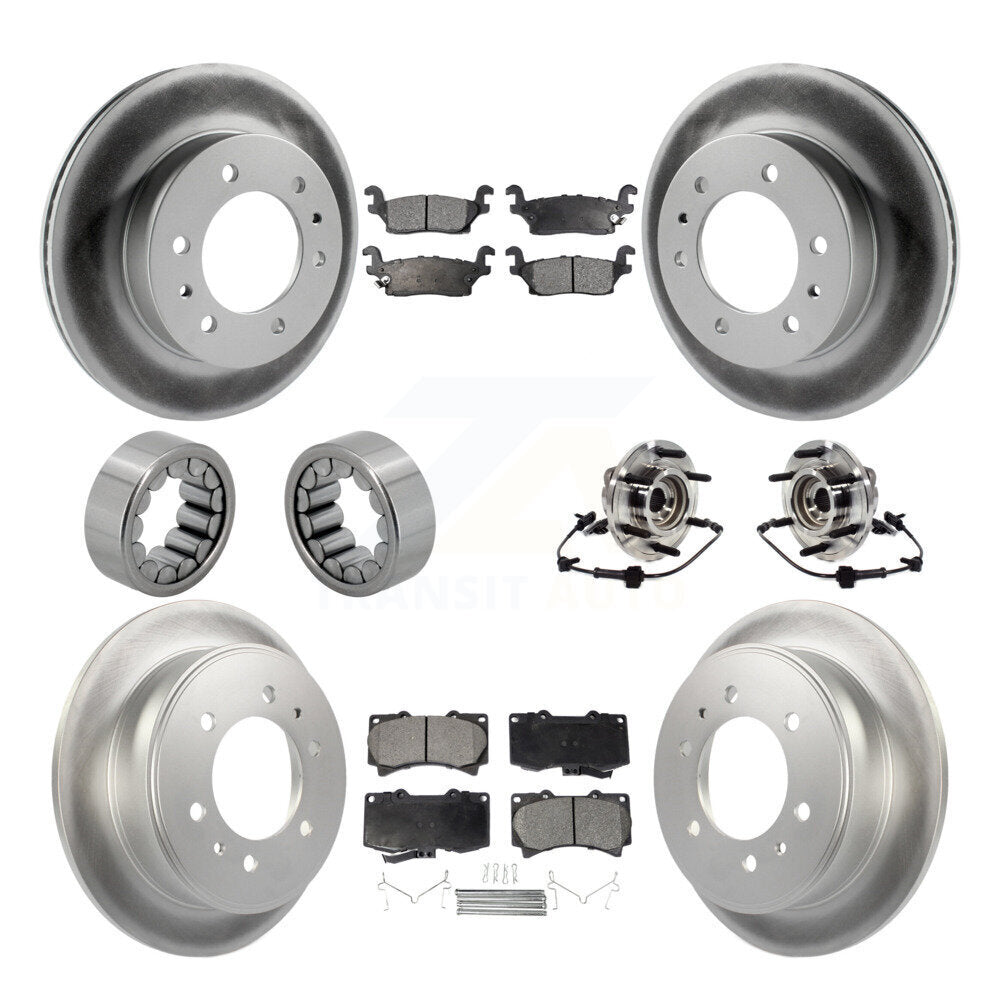 Hub Bearing Coated Brake Rotor Pads Shoe Front Rear Kit (10Pc) For Hummer H3T H3