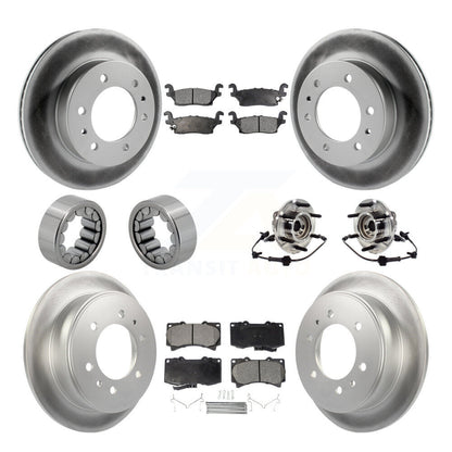 Hub Bearing Coated Brake Rotor Pads Shoe Front Rear Kit (10Pc) For Hummer H3T H3