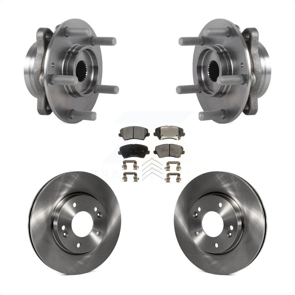 Hub Bearing Assembly Brake Rotor & Pad Front Kit For Hyundai Veloster Elantra GT