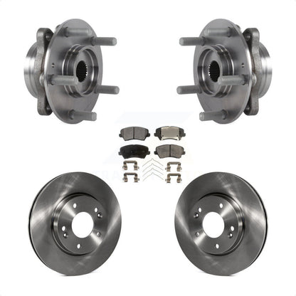 Hub Bearing Assembly Brake Rotor & Pad Front Kit For Hyundai Veloster Elantra GT