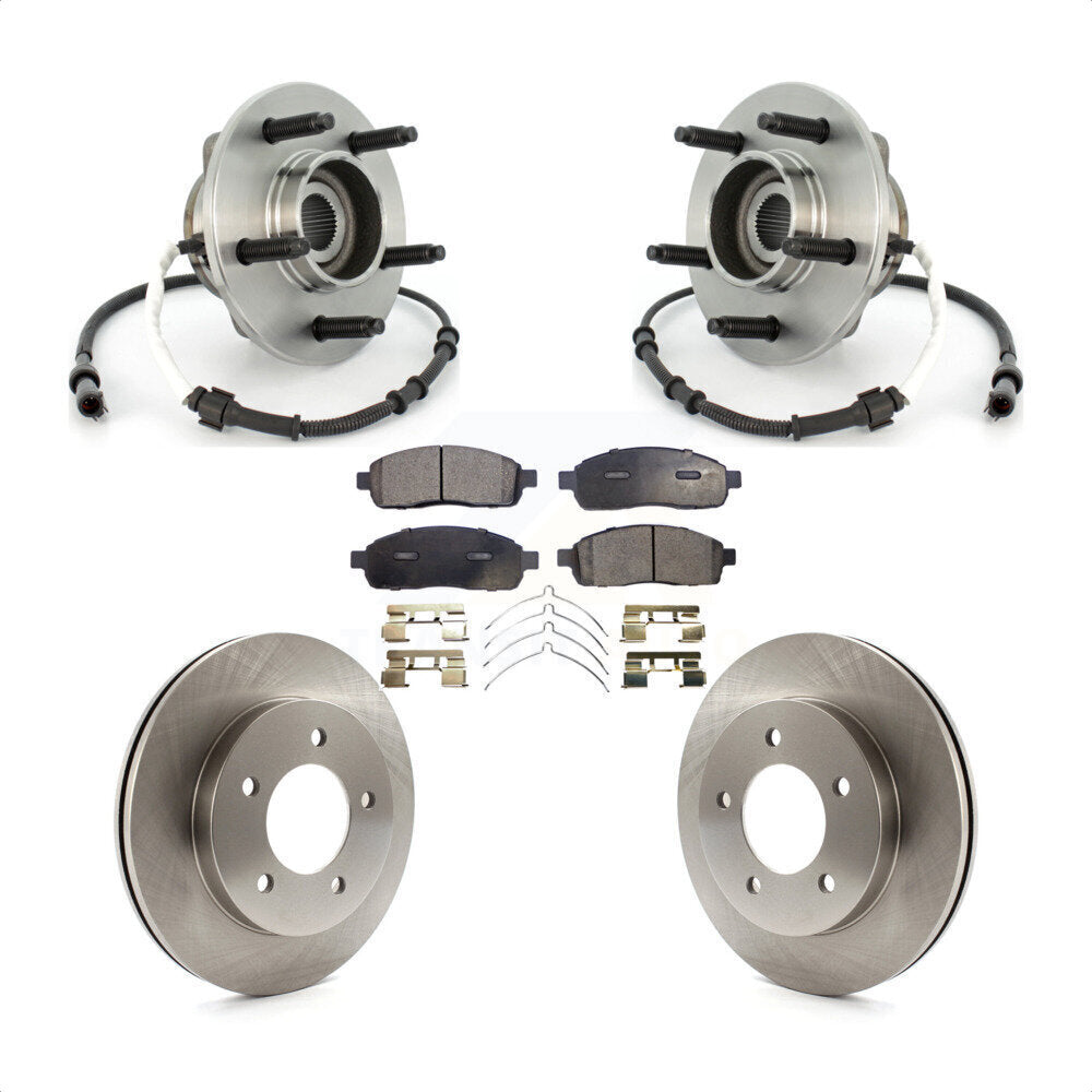 Hub Bearing Brake Rotor & Pad Front Kit For 2004 Ford F-150 4WD with 4-Wheel ABS