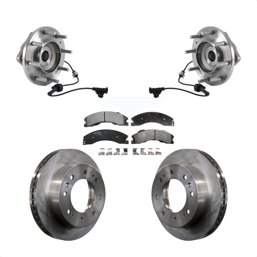 Hub Bearing Brake Rotor Pad Front Kit For GMC Sierra 3500 HD Chevrolet Silverado