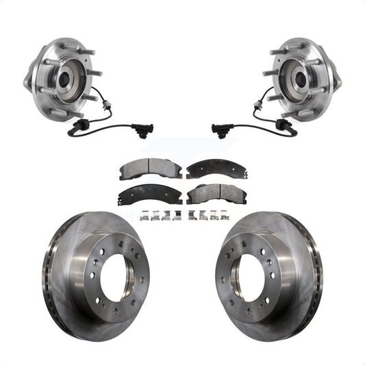 Hub Bearing Brake Rotor Pad Front Kit For GMC Sierra 3500 HD Chevrolet Silverado