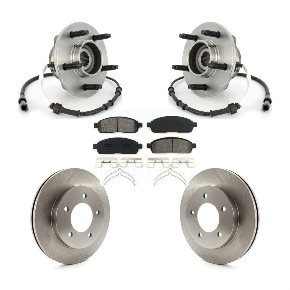 Hub Bearing Brake Rotor & Pad Front Kit For 2004 Ford F-150 4WD with 4-Wheel ABS