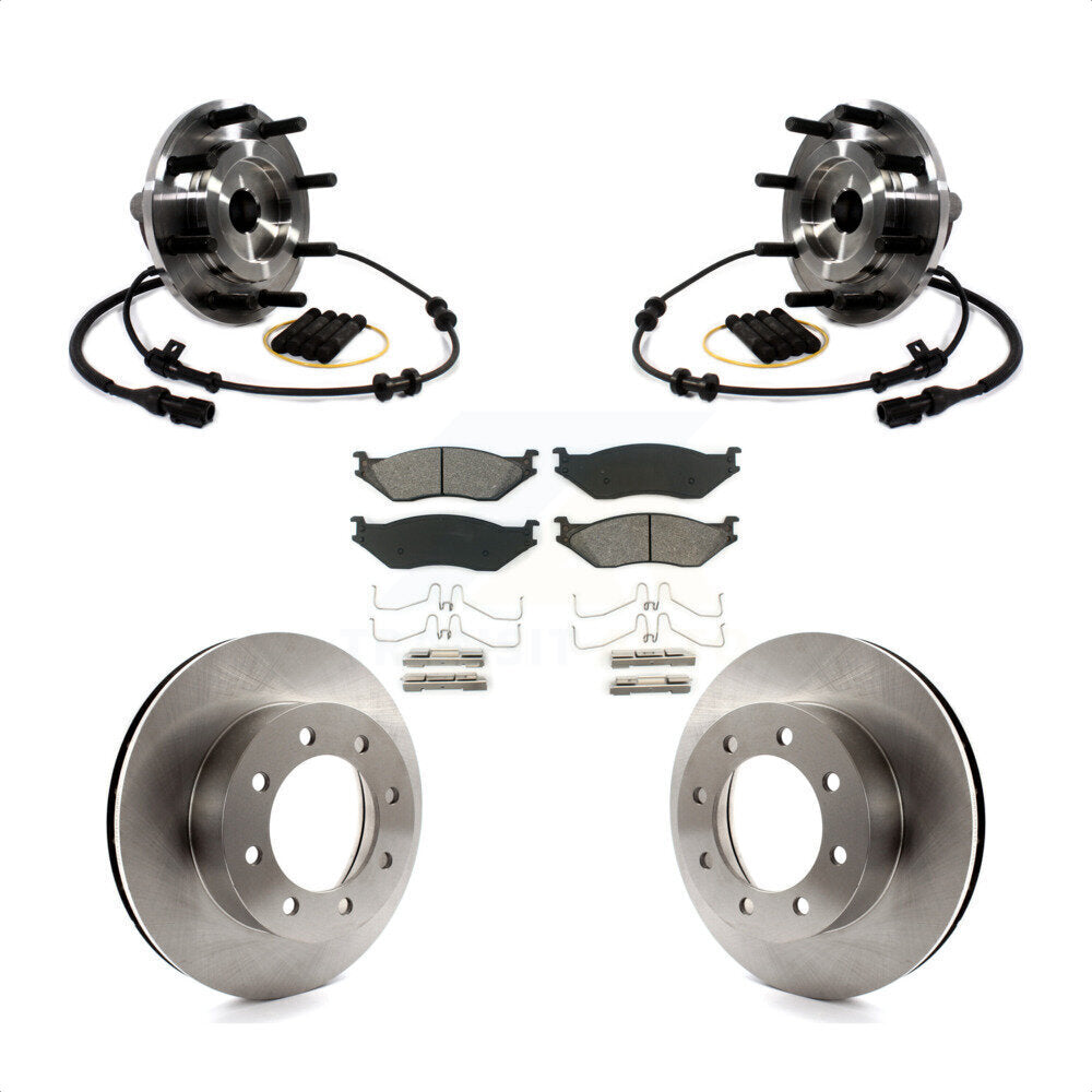 Hub Bearing Assembly Brake Rotor & Pad Front Kit For Ford F-550 Super Duty F-450