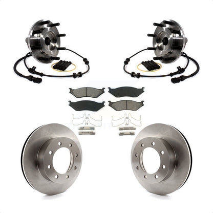 Hub Bearing Assembly Brake Rotor & Pad Front Kit For Ford F-550 Super Duty F-450