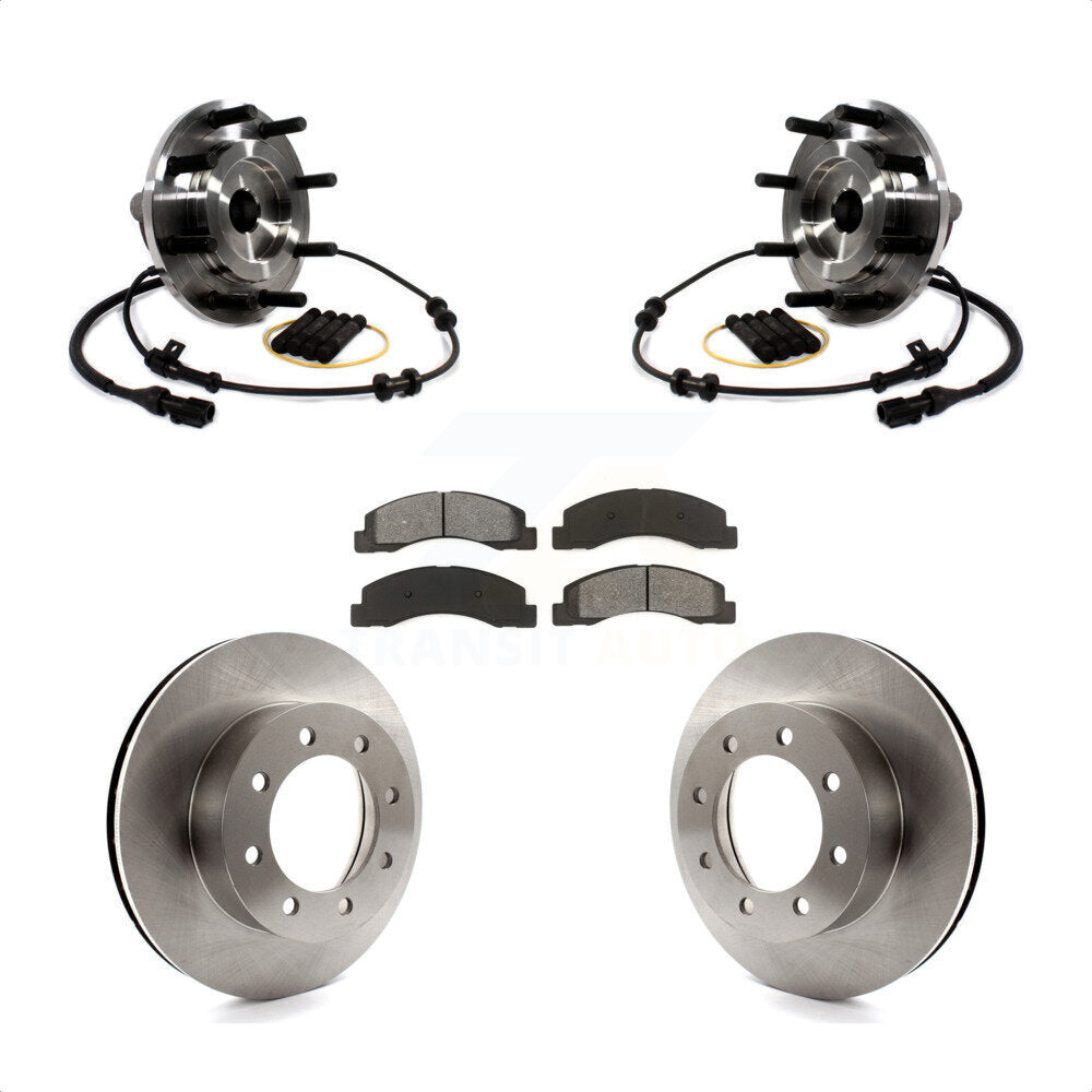 Hub Bearing Assembly Brake Rotor And Pad Front Kit For Ford F-250 Super Duty RWD