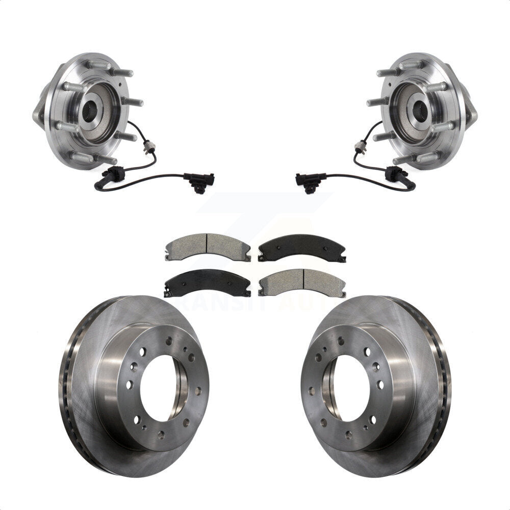 Hub Bearing Brake Rotor Pad Front Kit For GMC Sierra 3500 HD Chevrolet Silverado