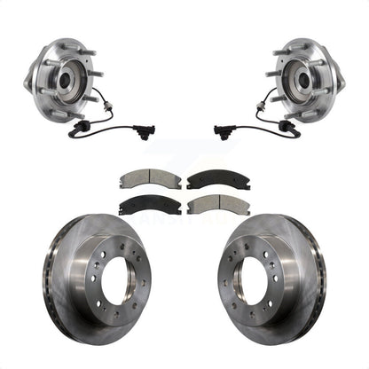 Hub Bearing Brake Rotor Pad Front Kit For GMC Sierra 3500 HD Chevrolet Silverado