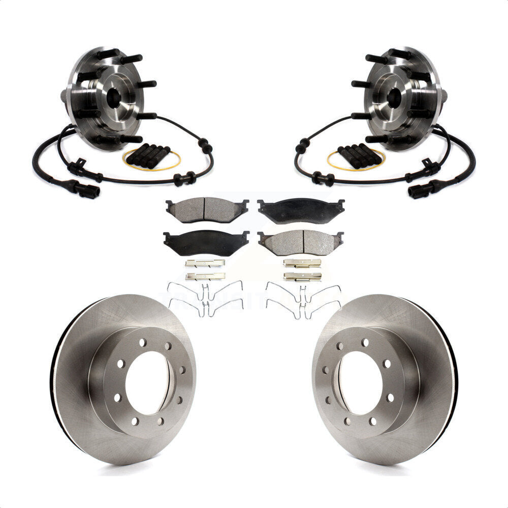 Hub Bearing Assembly Brake Rotor & Pad Front Kit For Ford F-550 Super Duty F-450