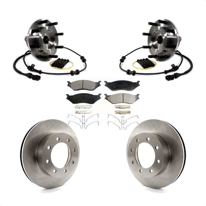 Hub Bearing Assembly Brake Rotor & Pad Front Kit For Ford F-550 Super Duty F-450