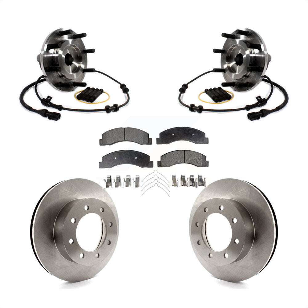 Hub Bearing Assembly Brake Rotor And Pad Front Kit For Ford F-250 Super Duty RWD