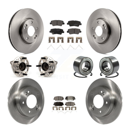 Hub Bearing Brake Rotor & Pad Front Rear Kit (10Pc) For Kia Forte Forte5 Hyundai