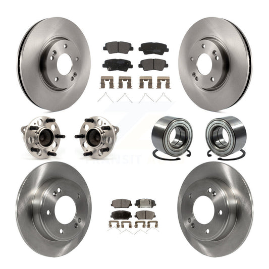 Hub Bearing Brake Rotor & Pad Front Rear Kit (10Pc) For Kia Forte Forte5 Hyundai