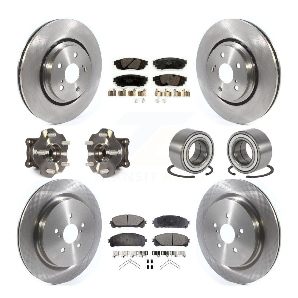 Hub Bearing Disc Brake Rotor Pads Front Rear Kit (10Pc) For 2016 Lexus RX350 AWD