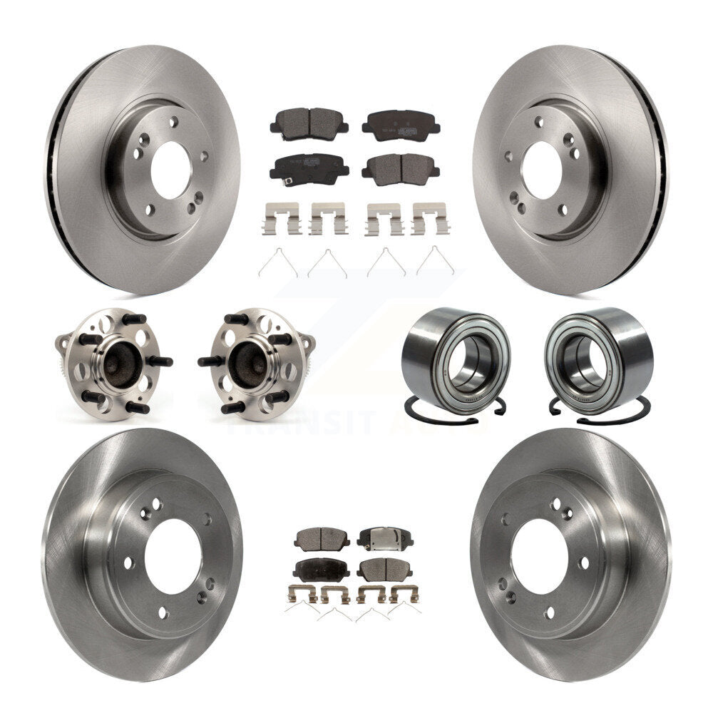 Hub Bearing Brake Rotor & Pad Front Rear Kit (10Pc) For Kia Forte Forte5 Hyundai