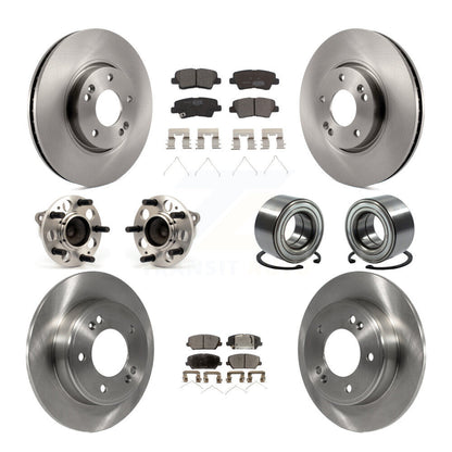 Hub Bearing Brake Rotor & Pad Front Rear Kit (10Pc) For Kia Forte Forte5 Hyundai