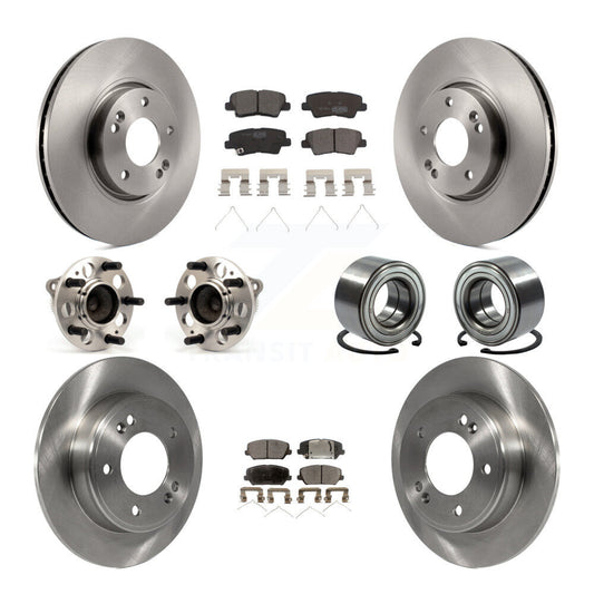 Hub Bearing Brake Rotor & Pad Front Rear Kit (10Pc) For Kia Forte Forte5 Hyundai