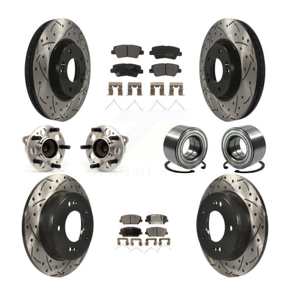 Hub Bearing Coated Brake Rotor & Pads Front Rear Kit (10Pc) For Kia Forte Forte5
