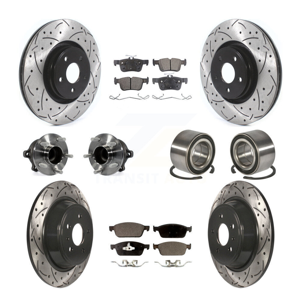 Hub Bearing Coated Disc Brake Rotor & Pads Front Rear Kit (10Pc) For Lincoln MKC