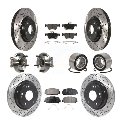 Hub Bearing Coated Disc Brake Rotor & Pads Front Rear Kit (10Pc) For Honda Civic