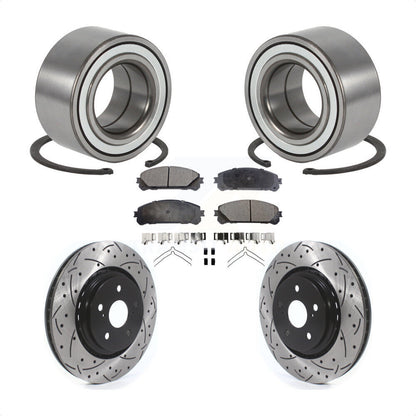 Wheel Bearing Coated Drilled Slot Brake Rotor Pad Front Kit For 2016 Lexus RX350