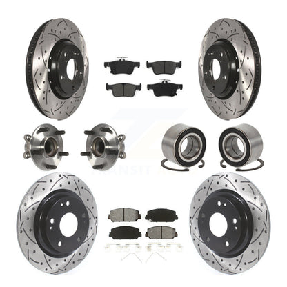 Hub Bearing Coated Disc Brake Rotor & Pads Front Rear Kit (10Pc) For Honda Civic