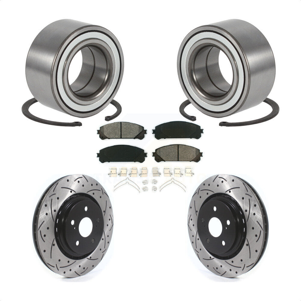 Wheel Bearing Coated Drilled Slot Brake Rotor Pad Front Kit For 2016 Lexus RX350
