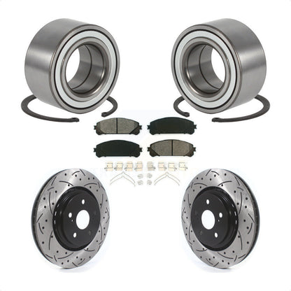 Wheel Bearing Coated Drilled Slot Brake Rotor Pad Front Kit For 2016 Lexus RX350