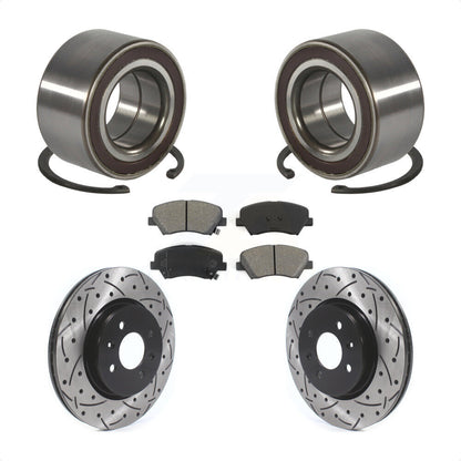 Wheel Bearing Coated Drilled Slotted Disc Brake Rotor Pads Front Kit For Kia Rio