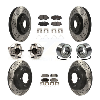 Hub Bearing Coated Brake Rotor & Pads Front Rear Kit (10Pc) For Kia Forte Forte5