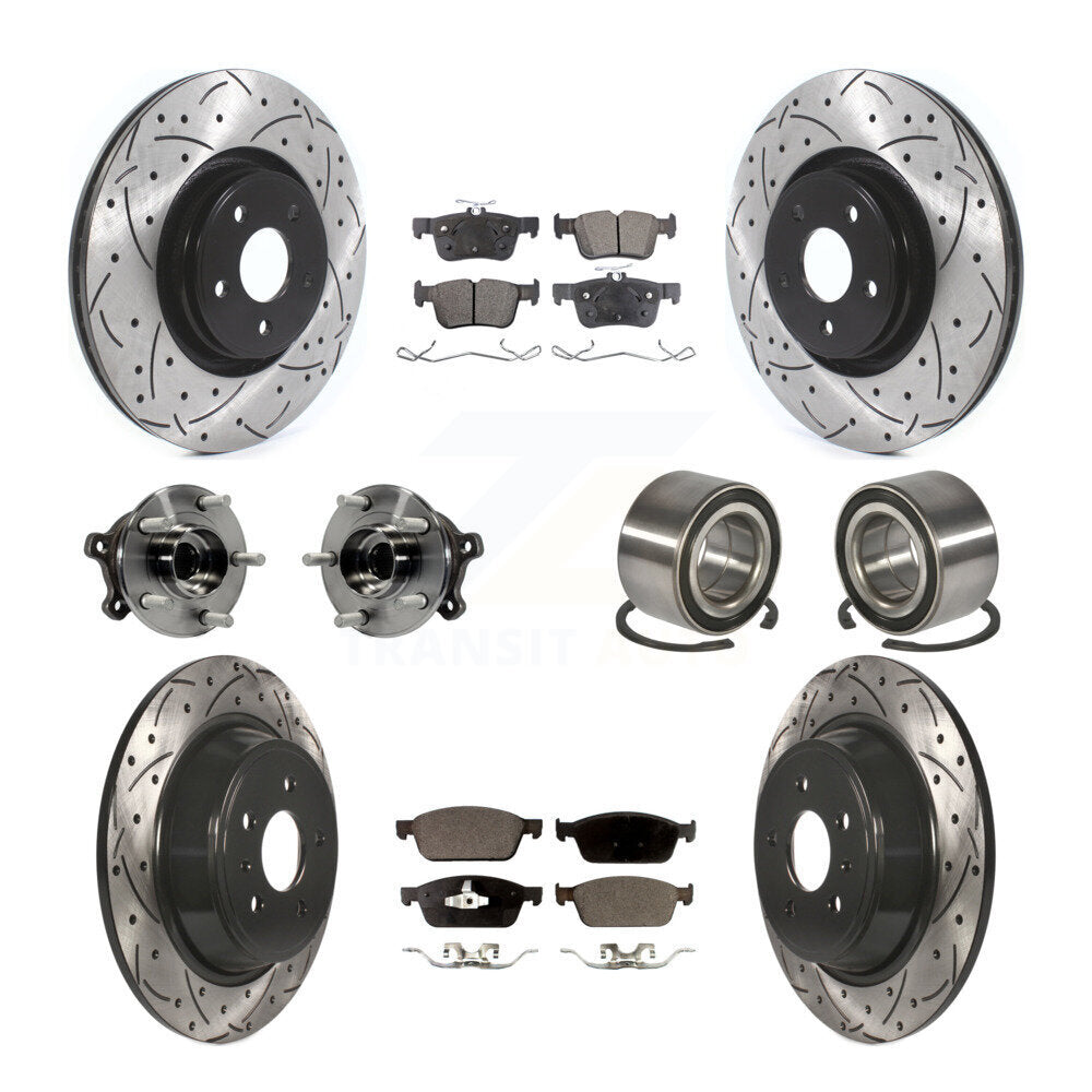 Hub Bearing Coated Disc Brake Rotor & Pads Front Rear Kit (10Pc) For Lincoln MKC
