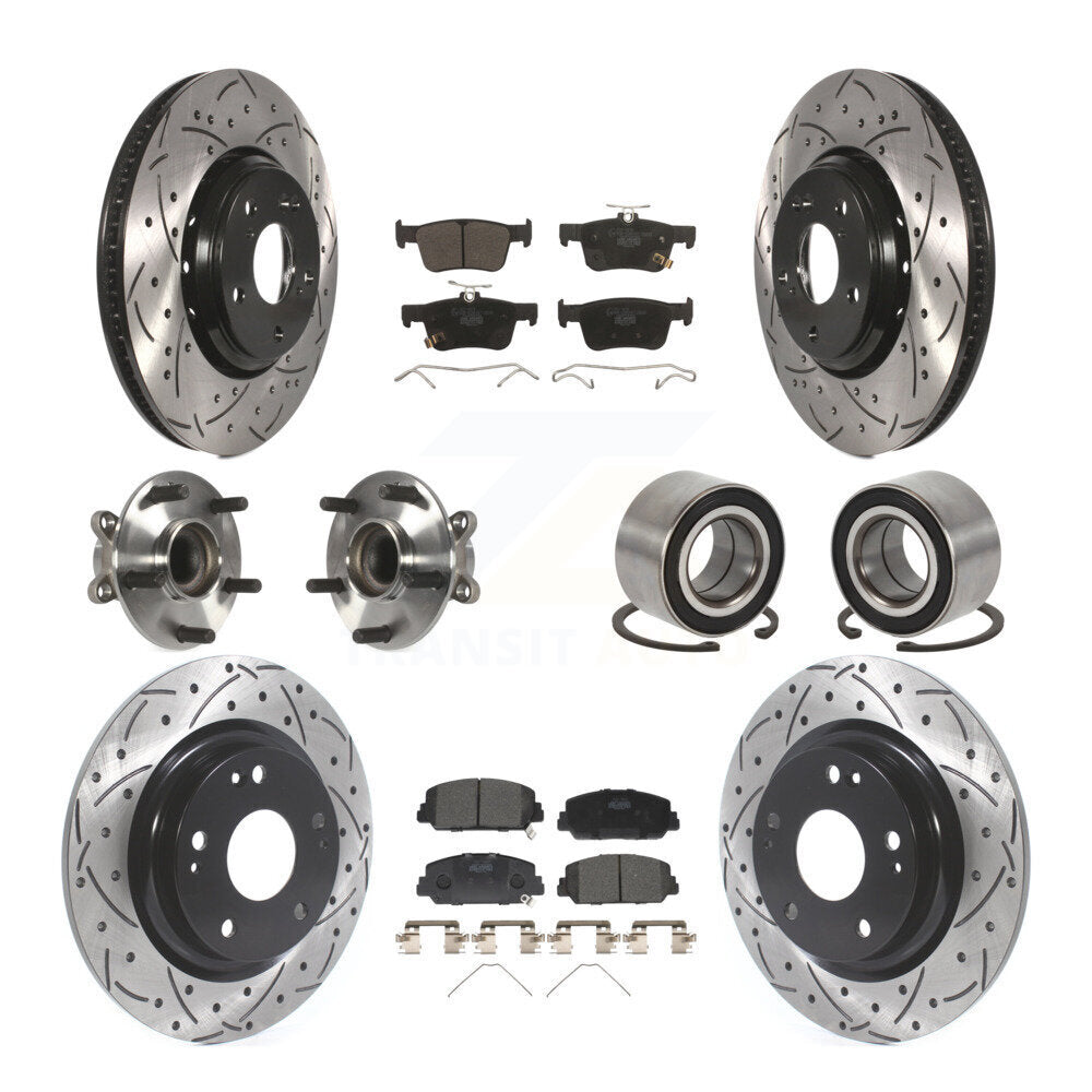 Hub Bearing Coated Disc Brake Rotor & Pads Front Rear Kit (10Pc) For Honda Civic