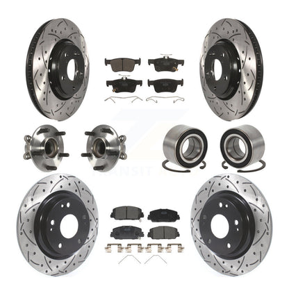 Hub Bearing Coated Disc Brake Rotor & Pads Front Rear Kit (10Pc) For Honda Civic