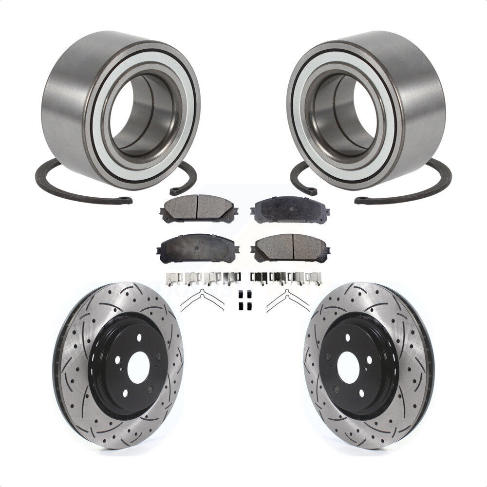 Wheel Bearing Coated Drilled Slot Brake Rotor Pad Front Kit For 2016 Lexus RX350