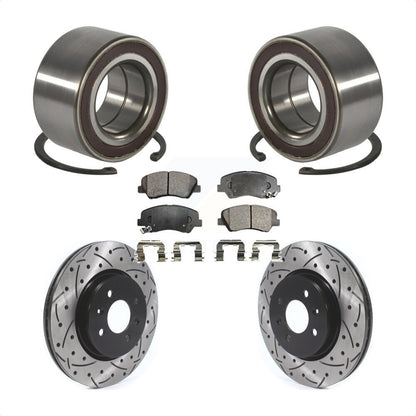 Wheel Bearing Coated Drilled Slotted Disc Brake Rotor Pads Front Kit For Kia Rio