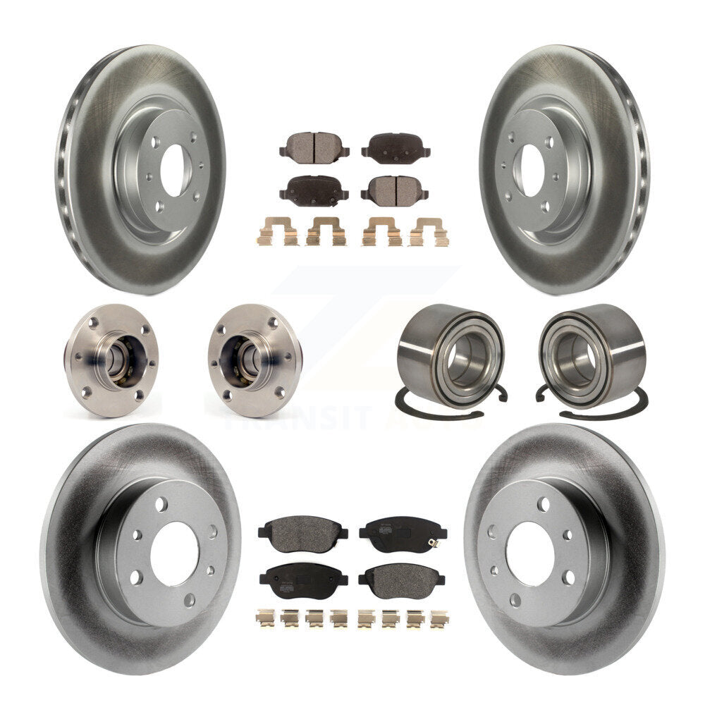 Hub Bearing Coated Disc Brake Rotors And Pads Front Rear Kit (10Pc) For Fiat 500
