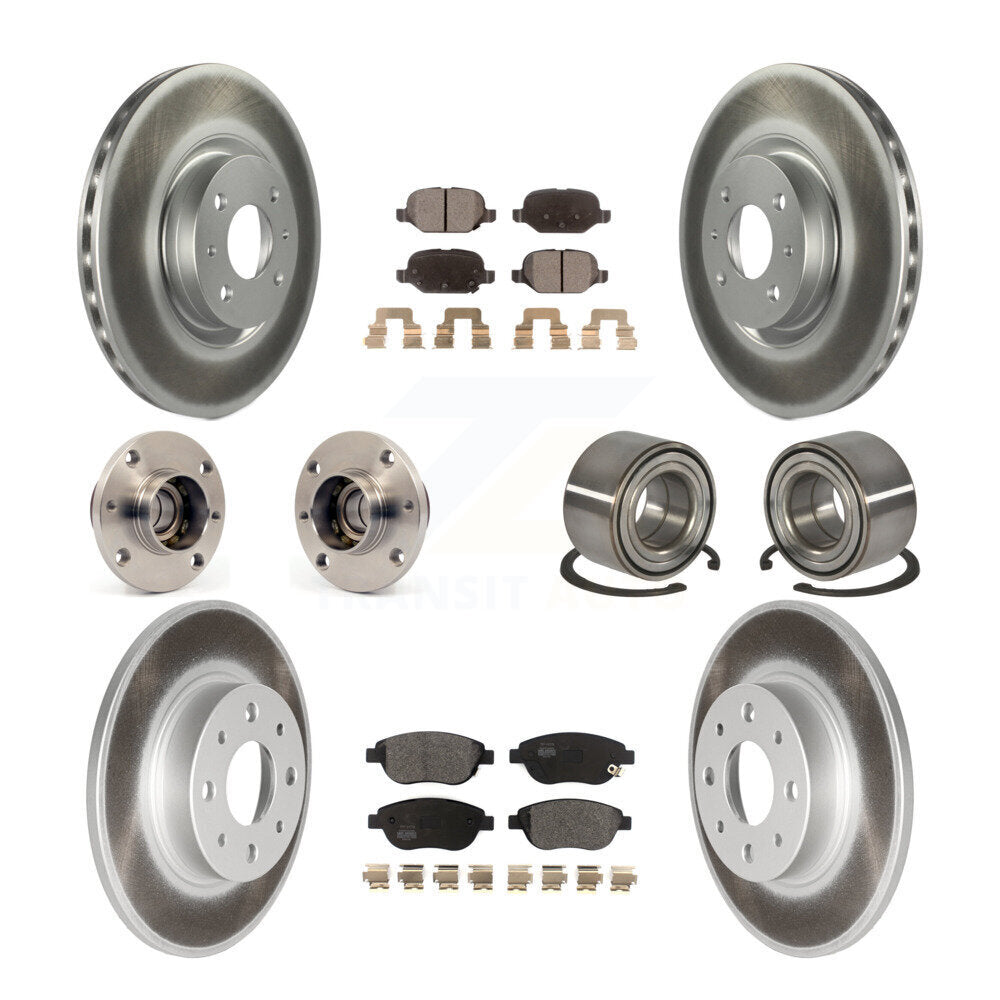 Hub Bearing Coated Disc Brake Rotors And Pads Front Rear Kit (10Pc) For Fiat 500