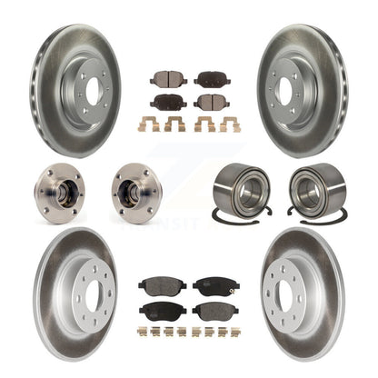 Hub Bearing Coated Disc Brake Rotors And Pads Front Rear Kit (10Pc) For Fiat 500