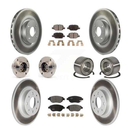 Hub Bearing Coated Disc Brake Rotors And Pads Front Rear Kit (10Pc) For Fiat 500