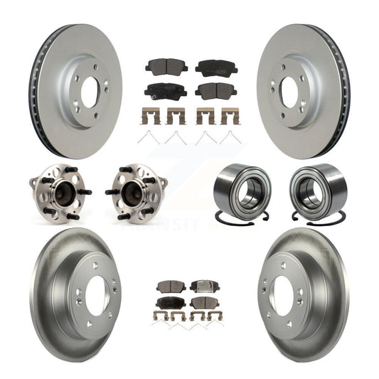 Hub Bearing Coated Brake Rotor & Pads Front Rear Kit (10Pc) For Kia Forte Forte5