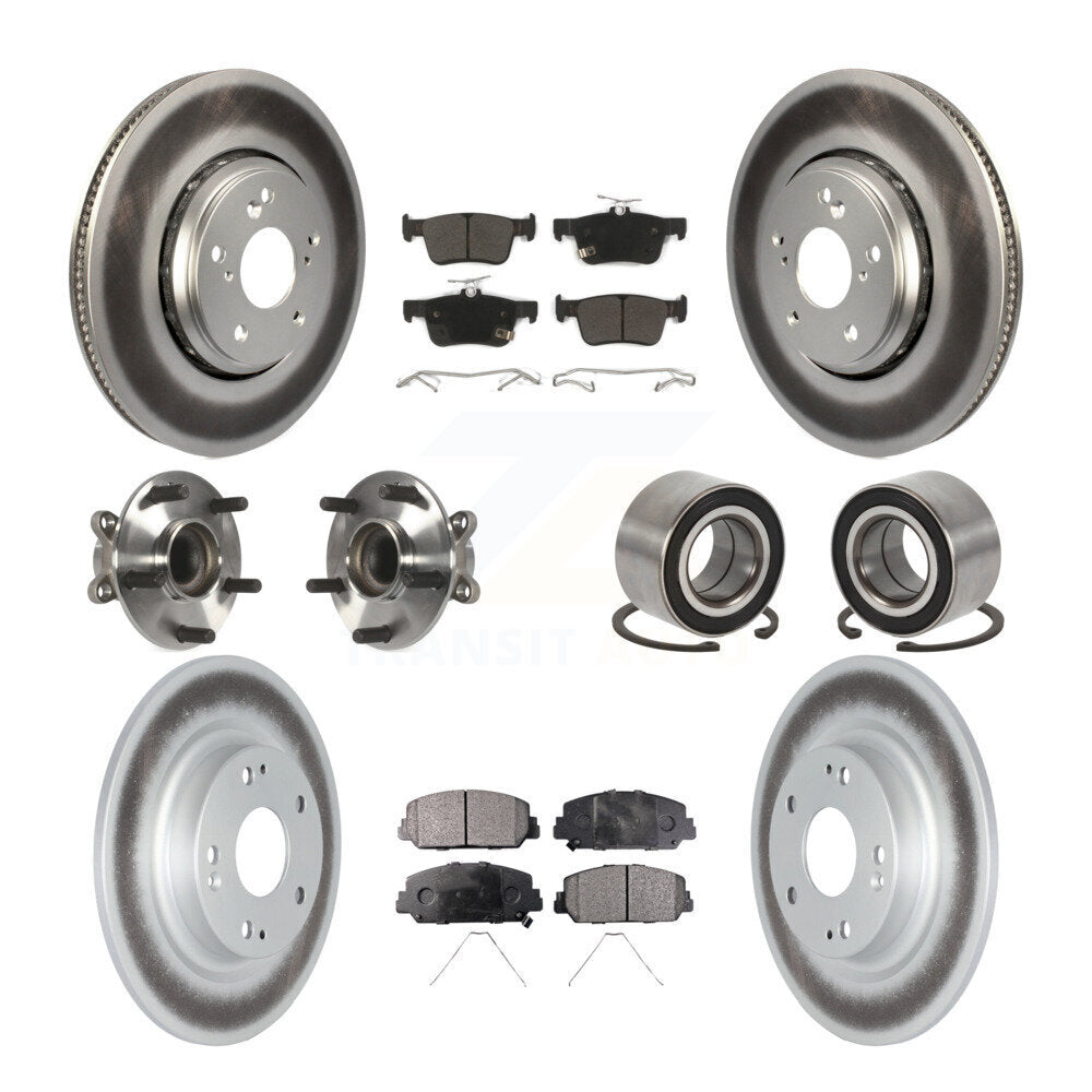 Hub Bearing Coated Disc Brake Rotor & Pads Front Rear Kit (10Pc) For Honda Civic