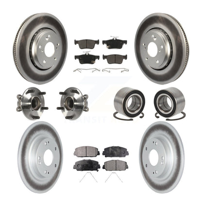Hub Bearing Coated Disc Brake Rotor & Pads Front Rear Kit (10Pc) For Honda Civic